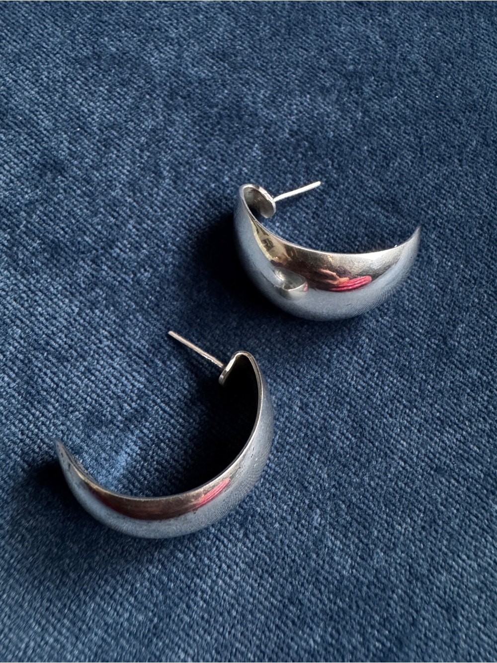 Vintage Taxco Mexico TC- 139 925 SterlingSilver Half Hoop Earrings
